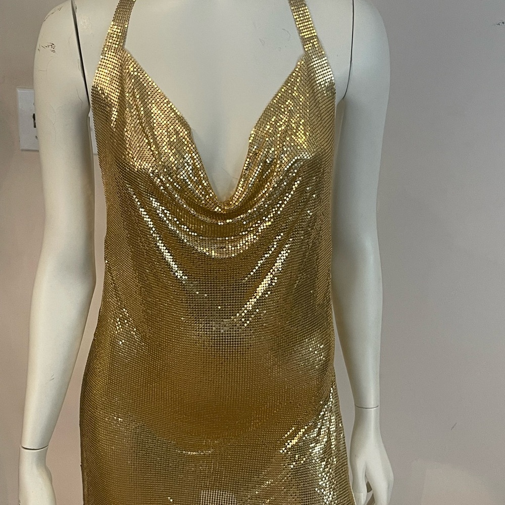 Elegant Gold Halter Dress